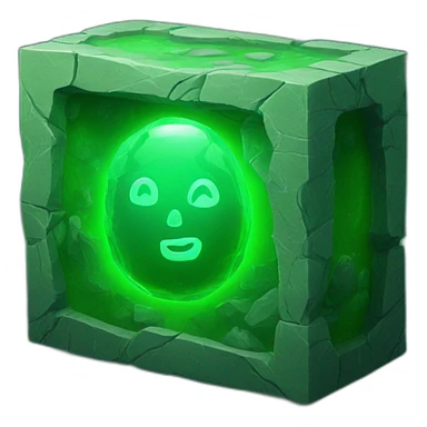 case, inside a green glowing stone sticker