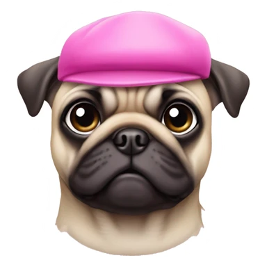 Pug with pink hat sticker