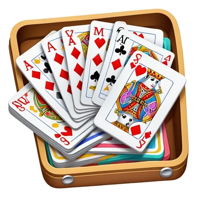 Canasta card game with a pile of cards and score pad sticker