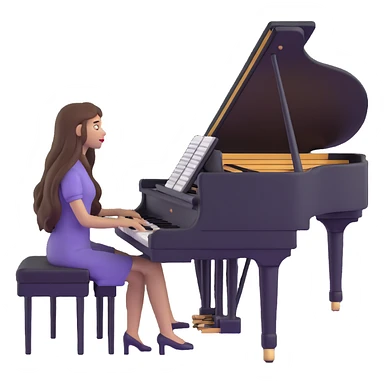 woman with extremely long hair playing the piano sticker