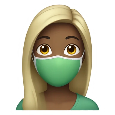 a girl wearing a green face mask  sticker