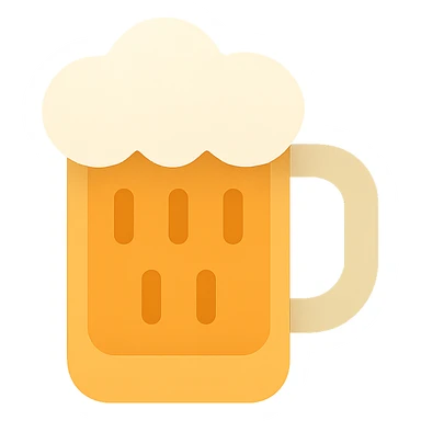 beer mug icon, flat color style, clean and modern, minimal shading sticker