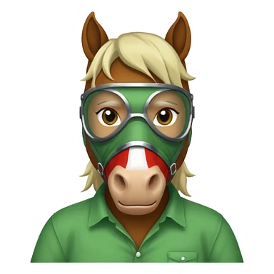 horse with green mask and shirt sticker