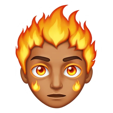 Cynical face with fire glowing in the eyes sticker