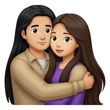 Guy with long black hair hugging brown hair Filipina sticker