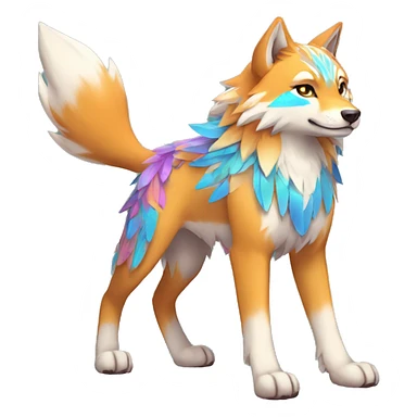 Colorful Shiny Fionbri-Falvie-sparkle-wolf-sona with tribal markings full body sticker