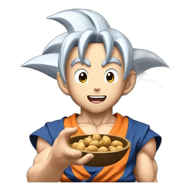 goku holding nuts sticker