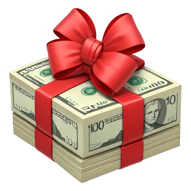 Australian $100 notes stacked together and wrapped in a bow sticker