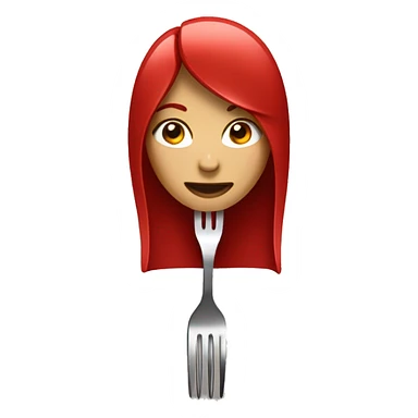 Fork with female hair, red sticker