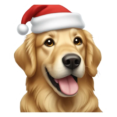golden retriever wearing a santa hat sticker