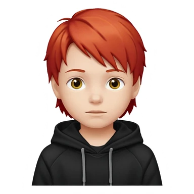 child with red hair and black hoodie sticker