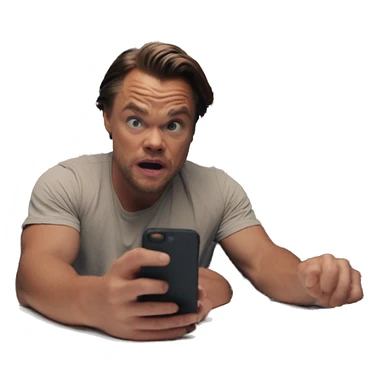 scared leonardo di caprio look at his iphone sticker
