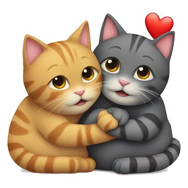 2 Cats hugging with heart  sticker