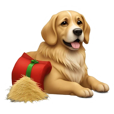Dog with santa hay sticker