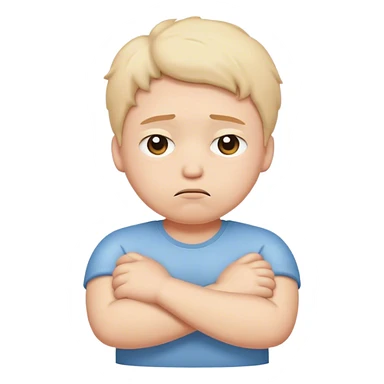 a puffy sad with folded arms sticker