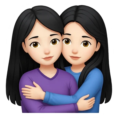 girl with black long hair hug girl with black mid length hair sticker