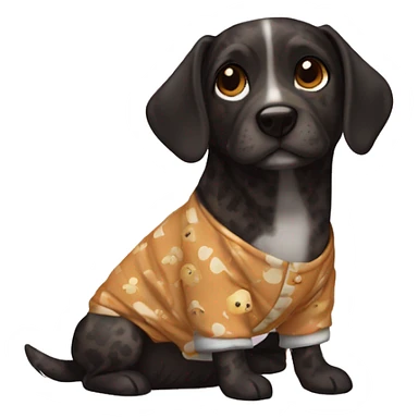 Black and brown Brindle Dog wearing duck pajamas sticker