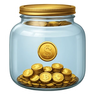 jar with a one coins sticker