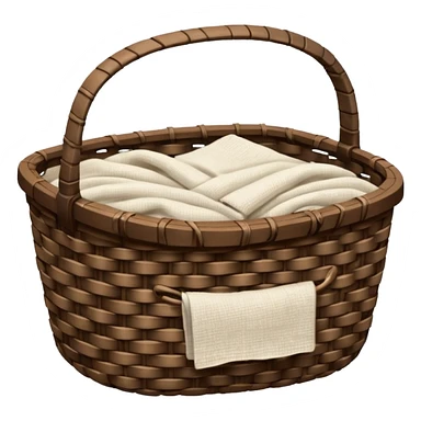 A woven raffia dark Brown basket with fresh washed linen sticker