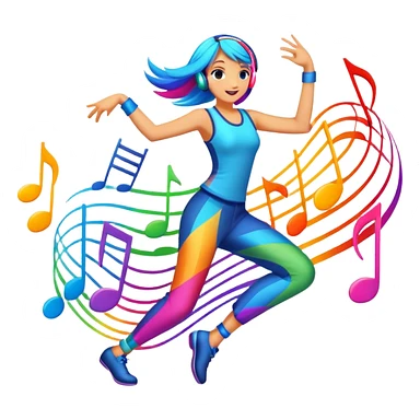 An icon showing vibrant musical notes and rhythm bars, inspired by Muse Dash. The design features colorful, dynamic elements flowing in sync with the beat, with a character dancing in the background. Bright, energetic visuals emphasize the excitement of rhythm-based gameplay. Transparent background. sticker