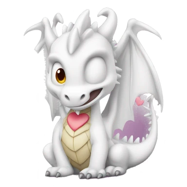 White Dragon with hearts sticker