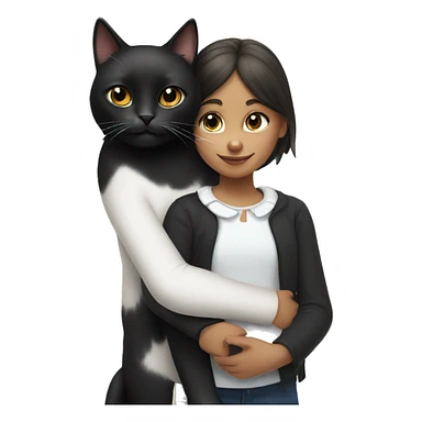 Black and white cat with young girl sticker