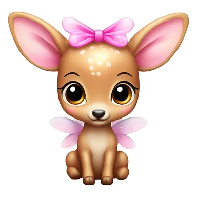 baby deer with fairy wings and a pink bow around its neck  sticker