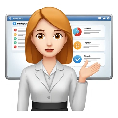 a women doing presentation with PPT in the background sticker