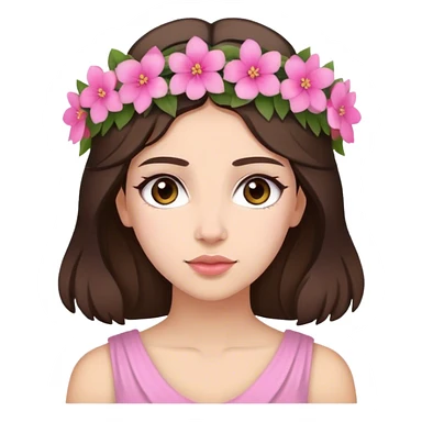 Greek looking brunette with pink flower crown sticker
