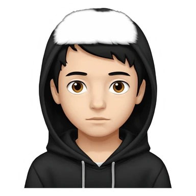 Chłopak ciemno brązowe oczy czarne włosy bluza czarna i taki bardziej żeby wyglądał na 16 latka sticker