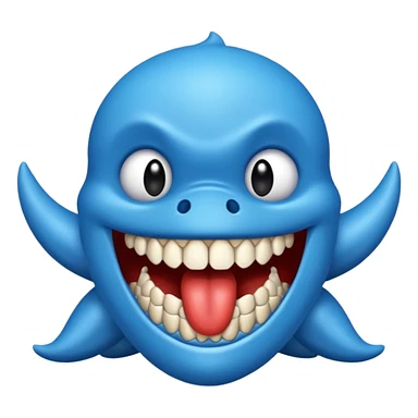 Un mostro blu con una bocca gdande e denti appuntiti sticker
