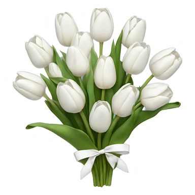 white tulip bouquet  with a white bow sticker