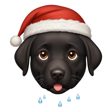 A cute, all-black Labrador Retriever, about 2 years old, wearing a Santa hat. (I need English) sticker
