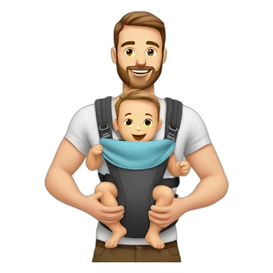 European Babywearing dad with baby ergo carrier sticker