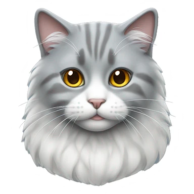 Puffy gray cat with white fur on chest sticker