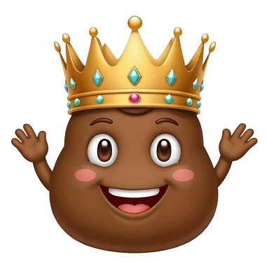 poop king with crown, cartoon character sticker