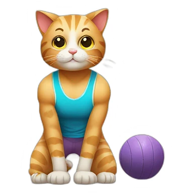 cat in a gym sticker