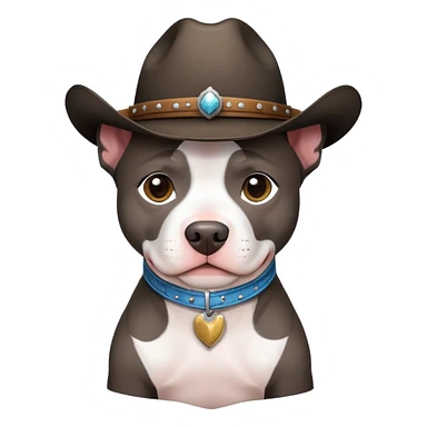 Black and white pit wearing cowboy hat sticker
