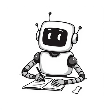 robot writing in a notebook sticker
