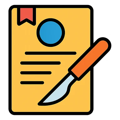 scholarly document with a precise scalpel overlay, technical and professional, evokes academia and rigorous operational definitions sticker