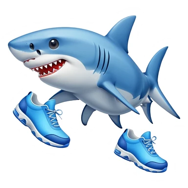 A shark with blue shoes sticker