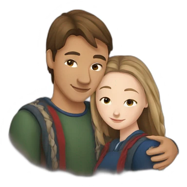young metis Man and young white woman hug love sticker