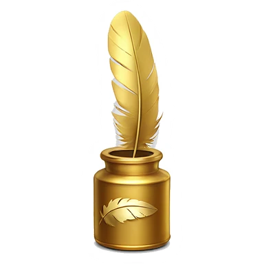 gold inkpot white feather sticker