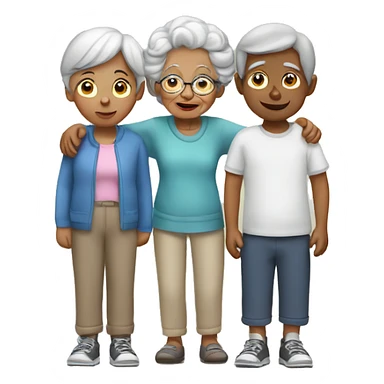 Grandma with a boy and girl sticker