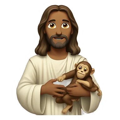 Jesus holding monkeys  sticker