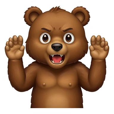 angry bear with paws up sticker