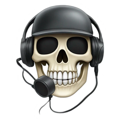 Military Skeleton mask with a long black mask underneath it and headset with a microphone sticker
