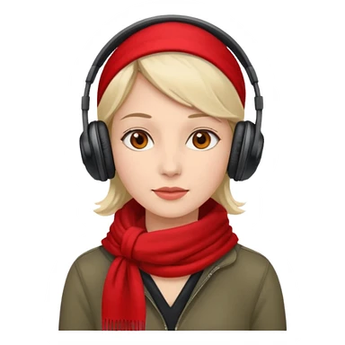 woman with red scarf wearing headphones sticker