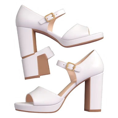 chunky white heel, 3D style, clean look, minimal background sticker