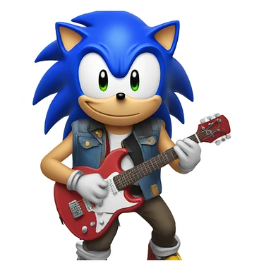 Sonic with guitar sticker